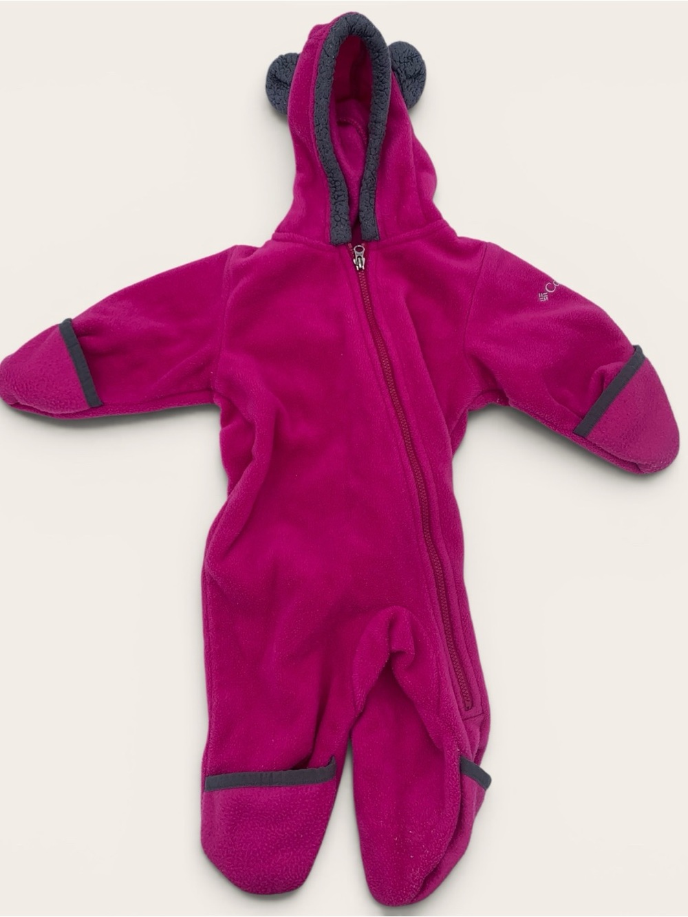 Columbia Tiny Bear Baby Fleece One-Piece with Hood size 3-6 Months
